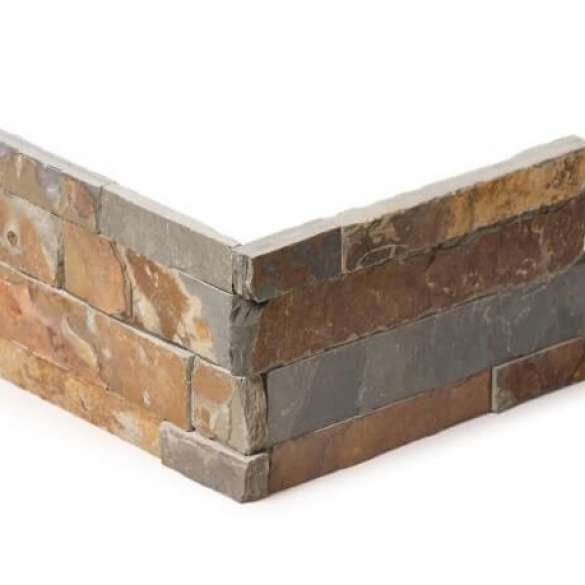 Natuursteen strips - Rusty Slate Stone Panels Flat Face - Hoekstuk