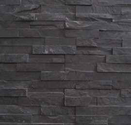 Natuursteen strips - Black Slate Stone Panels - Flat Face 