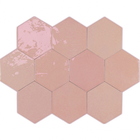 Hexagon tegels roze - Zellige Hexa Pink - Glossy