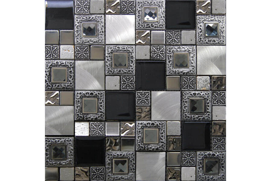Mozaïek tegels zwart - Frame Silver