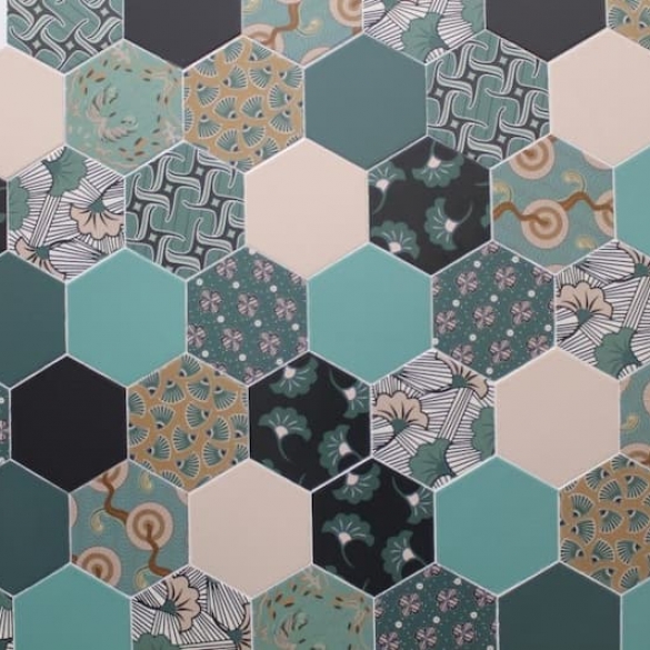 Hexagon tegels goud - Good Vibes Décor 6 - Mat