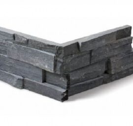 Leisteen wandtegels - Black Slate Stone Panels Split Face - Hoekstuk
