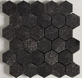 Wandtegels op afmeting - Concert Black Mosaico Esagonale