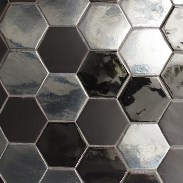 Hexagon tegels zwart - Manual Exagono Metalizado - Glossy