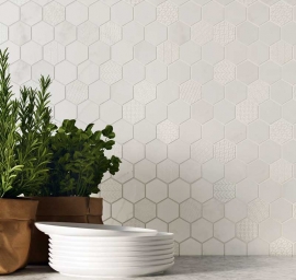 Hexagon tegels - Concert White Mosaico Esagonale