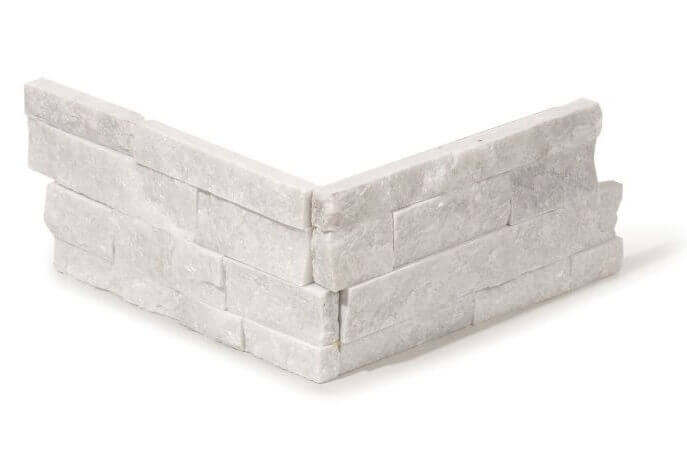 Natuursteen tegels outlet - RESTPARTIJ - White Kwartsiet Stone Panels - Hoekstuk