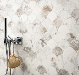 Wandtegels op afmeting - Golden Age White Mosaico Shell