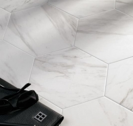 Marmerlook vloertegels - Hex25 Carrara - Mat