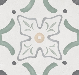 Witte wandtegels - Sirocco Green Flower