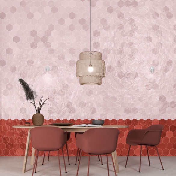 Hexagon tegels roze - Riad Pink - Glossy