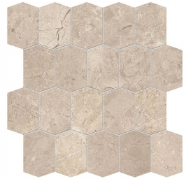 Beige wandtegels - Velvet Almond Mosaico Hexagon